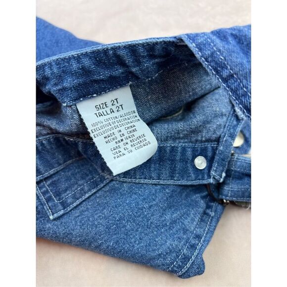 Vintage Y2K Girls 2T Cheetah Print Teddy Bear Jumper Denim Dress - Picture 6 of 6